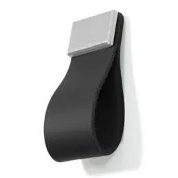 Poignée bouton en cuir DALLAS / cuir noir – embout en aluminium
