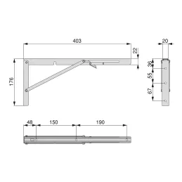 Console rabattable FOLDEX – paire de 2 pièces / noir mat