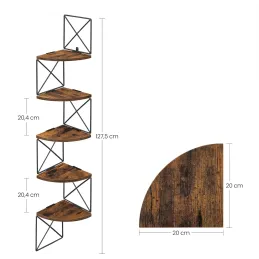 Étagère d’angle REGALO SHELF / Noir mat – bois vintage