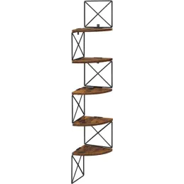 Étagère d’angle REGALO SHELF / Noir mat – bois vintage