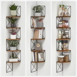Étagère d’angle REGALO SHELF / Noir mat – bois vintage