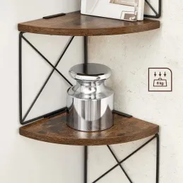 Étagère d’angle REGALO SHELF / Noir mat – bois vintage