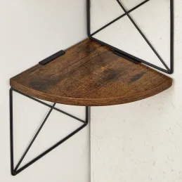 Étagère d’angle REGALO SHELF / Noir mat – bois vintage