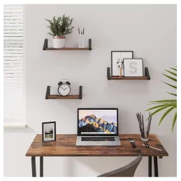 Lot de 3 étagères REGALO Shelf / Noir mat – bois vintage