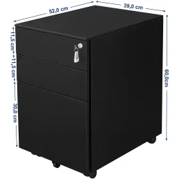 Caisson de bureau à roulettes GARDO 390 / Noir