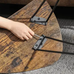 Set de 2 tables basses LION / Noir mat – bois vintage