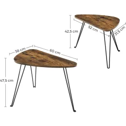 Set de 2 tables basses LION / Noir mat – bois vintage
