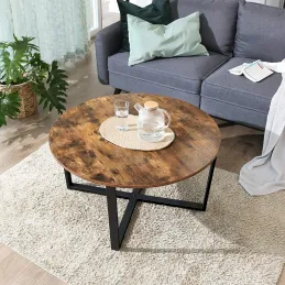Table basse LUNIA / Noir mat - bois vintage