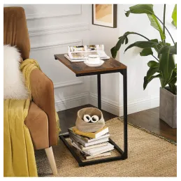 Table d’appoint KATANA / Noir mat – bois vintage