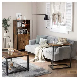 Table d’appoint KATANA / Noir mat – bois vintage