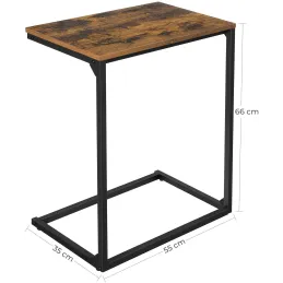 Table d’appoint KATANA / Noir mat – bois vintage