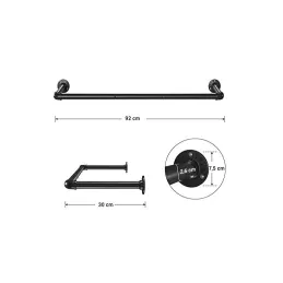 Set 2 pcs de tringles à vêtements REGALO DUO 920 mm / Noir mat