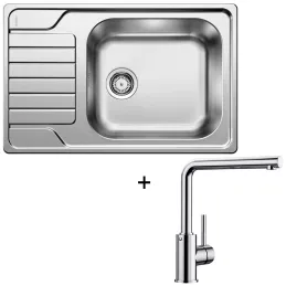 Ensemble évier en inox Blanco DINAS XL 6 S Compact + robinet MILA / Chrome brillant