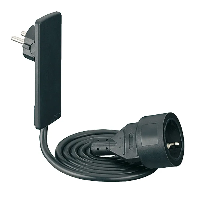 Rallonge électrique plate SLIM SCHUKO / Noir mat