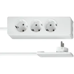 Multiprise 3 prises 230 V avec fiche plate SLIM SCHUKO / Blanche