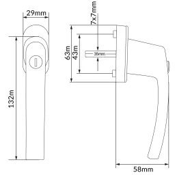 Lot de 2 poignées de fenêtre verrouillables LOCKED / Argent