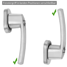 Lot de 2 poignées de fenêtre verrouillables LOCKED / Argent