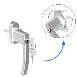 Lot de 2 poignées de fenêtre verrouillables LOCKED / Argent