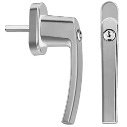 Lot de 2 poignées de fenêtre verrouillables LOCKED / Argent
