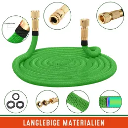 Tuyau d’arrosage flexible avec accessoires complets et support / Vert
