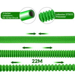 Tuyau d’arrosage flexible avec accessoires complets et support / Vert
