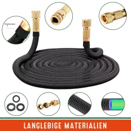 Tuyau d’arrosage Flexi avec accessoires complets et support / Noir