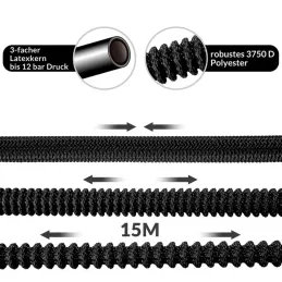 Tuyau d’arrosage Flexi avec accessoires complets et support / Noir