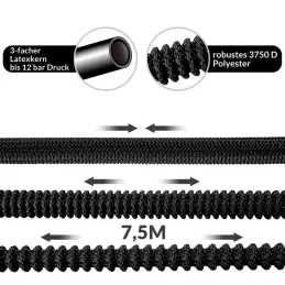 Tuyau d’arrosage Flexi avec accessoires complets et support / Noir
