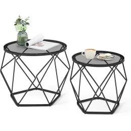 Set de 2 tables basses ORION LUX / Noir mat