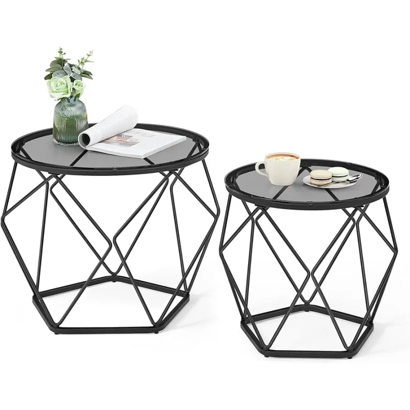 Set de 2 tables basses ORION LUX / Noir mat