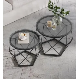 Set de 2 tables basses ORION LUX / Noir mat
