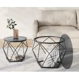 Set de 2 tables basses ORION LUX / Noir mat