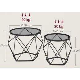 Set de 2 tables basses ORION LUX / Noir mat