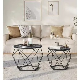 Set de 2 tables basses ORION LUX / Noir mat