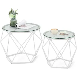 Ensemble de 2 tables basses ORION LUX / blanc mat