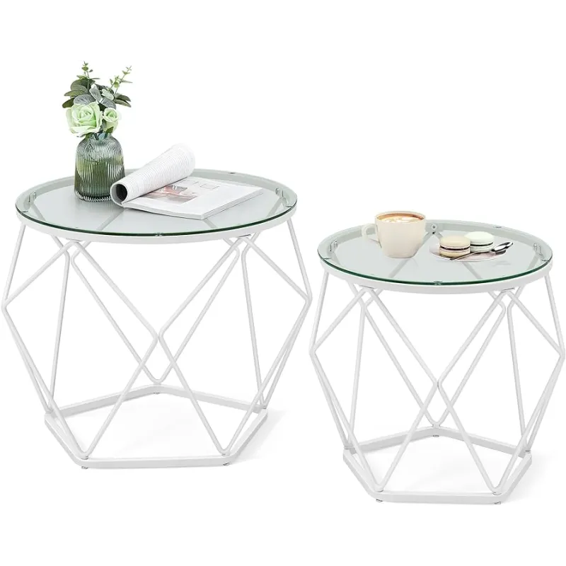 Ensemble de 2 tables basses ORION LUX / blanc mat