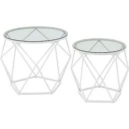 Ensemble de 2 tables basses ORION LUX / blanc mat