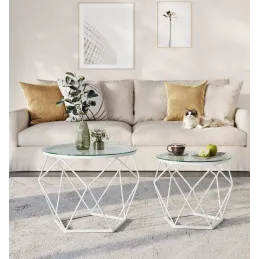 Ensemble de 2 tables basses ORION LUX / blanc mat