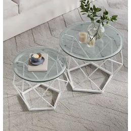 Ensemble de 2 tables basses ORION LUX / blanc mat