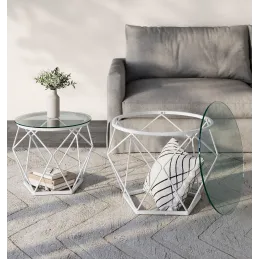 Ensemble de 2 tables basses ORION LUX / blanc mat
