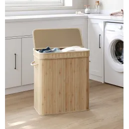 Panier à linge GLAMUR 100 L / Bois naturel