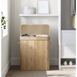 Panier à linge GLAMUR 100 L / Bois naturel