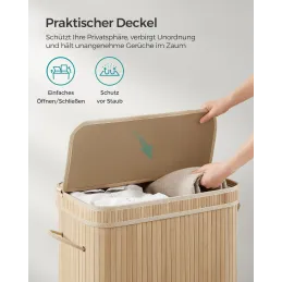 Panier à linge GLAMUR 100 L / Bois naturel