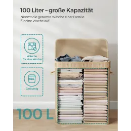 Panier à linge GLAMUR 100 L / Bois naturel