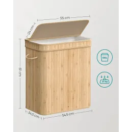 Panier à linge GLAMUR 100 L / Bois naturel