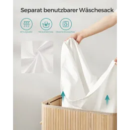 Panier à linge GLAMUR 100 L / Bois naturel
