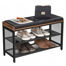 Meuble à chaussures avec pouf CASSA / Noir mat