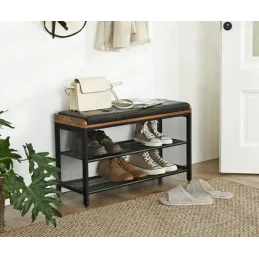Meuble à chaussures avec pouf CASSA / Noir mat