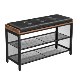 Meuble à chaussures avec pouf CASSA / Noir mat