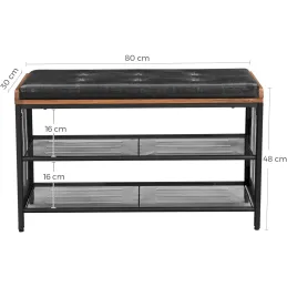 Meuble à chaussures avec pouf CASSA / Noir mat